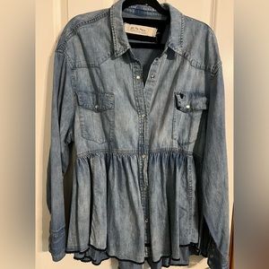 Free People Denim Peplum Top